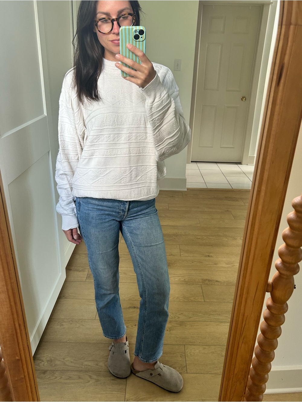 Men’s Vintage Cable-Knit Sweater in Cream
